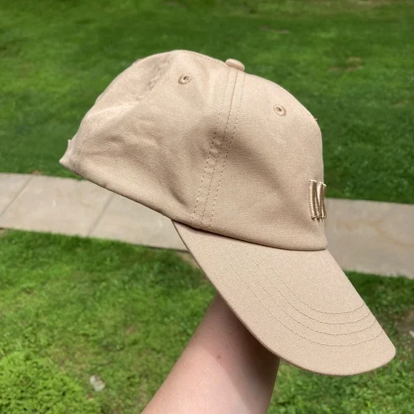 Michael Kors Tan Cream Neutral Color MK Baseball Cap Casual Hat Velcro Strap - Picture 3 of 9